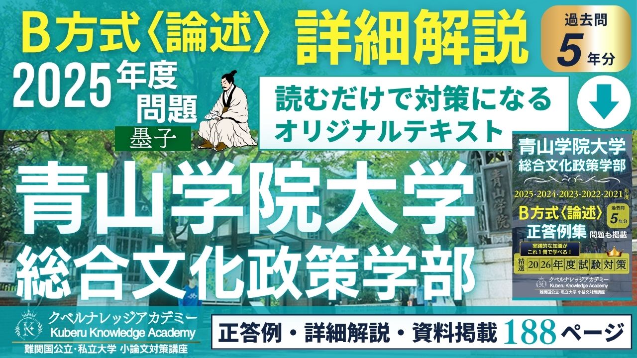 青山学院大学総合文化政策学部】2025年度 B方式《論述》【詳細解説 