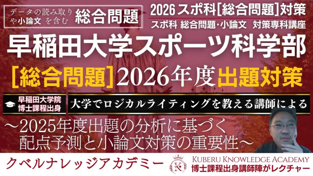 早稲田スポ科_総合問題_総合問題対策_配点_小論文対策_過去問_小論文_書き方_2026_2025_早稲田スポ科専科_一般選抜_クベルナレッジアカデミー_20251207